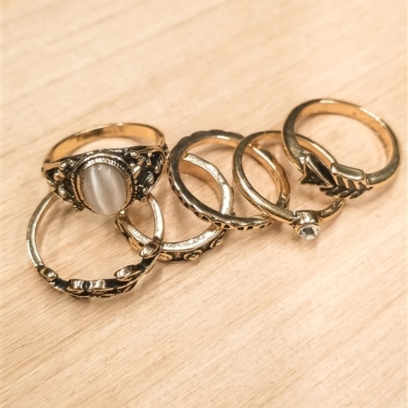BRONZE & GOLD TEXTURED METALLIC RING SET - Picture 1 of 3